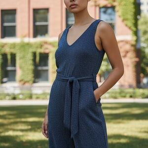 Cotton Blue Sleeveless Jumpsuit